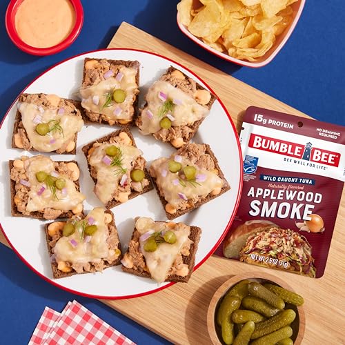 Bumble Bee Applewood Smoke Seasoned Tuna, 2.5 oz Pouch - Ready to Eat - Wild Caught Tuna Packet - 15g Protein per Serving - Gluten Free