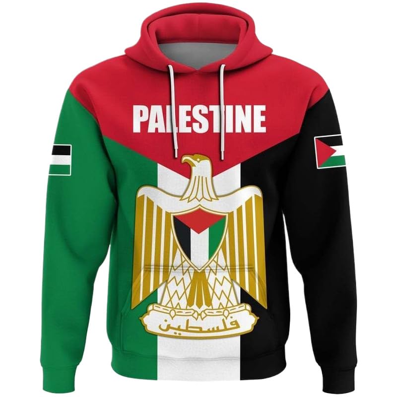 Sweats À Capuche pour Hommes Et Femmes - Sweat-Shirt À Capuche Unisexe avec Imprimé Animal du Drapeau De La Palestine, Pull À Cordon De Serrage, Vêtements...