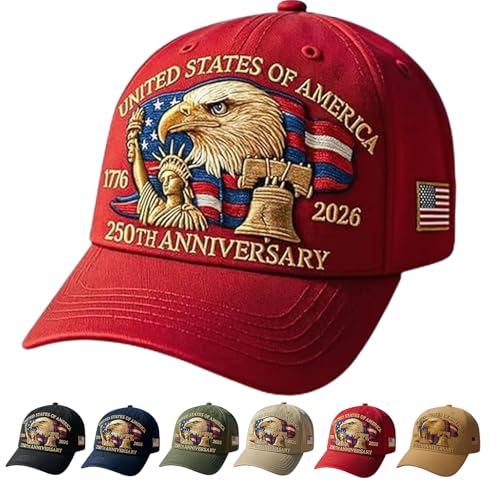 NNBWLMAEE Eagle & Liberty – United States 250th Anniversary Hat, Adjustable Bald Eagle Printed Patriotic Baseball Cap (Red)