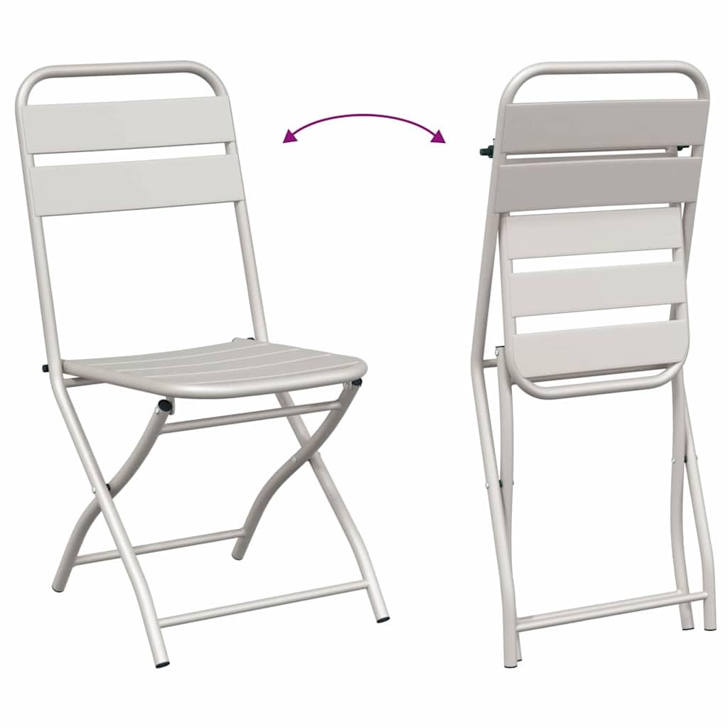 Set Bistrot Pieghevole 3 Pezzi Beige Acciaio