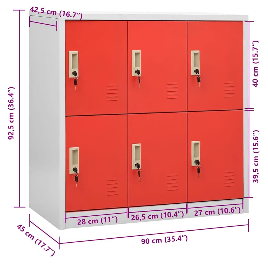 Armoire à casier en acier avec 6 compartiments 90 x 45 x 92,5 cm