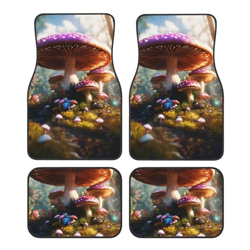 Tapis de voiture motif champignons ensemble de 4 pièces universel pour auto
