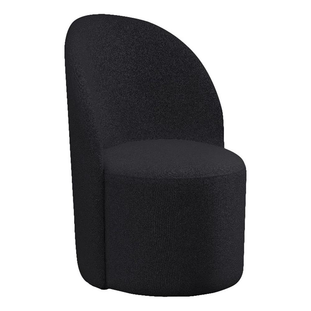Meridian Furniture528Black Hautely Collection Modern | Contemporary Boucle Fabric Upholstered Accent or Dining Chair with Rich Black Boucle Fabric, 24" W x 26" D x 35" H, Black