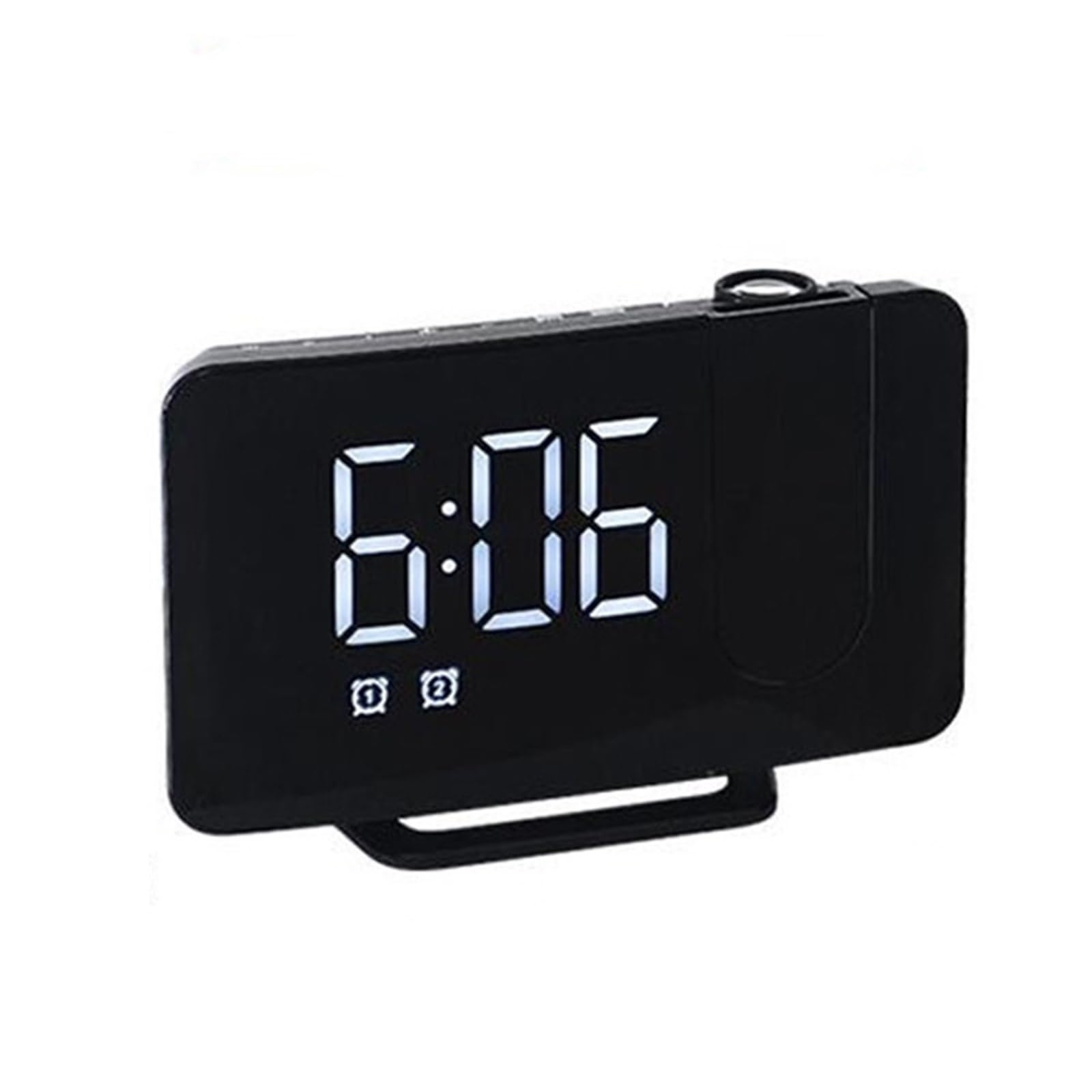 KOESRXNQW FM Radio LED Digital Smart Alarm Clock Watch Table Electronic Desktop Clocks USB Wake Up With 180° Time Projector Snooze Clear Projection(White)