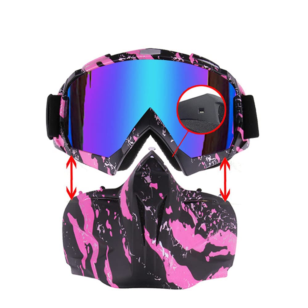 Guida per gli occhiali da snowboard da snowboard occhiali da snowboard occhiali da snowmobile moto moto uv400 occhiali anti-nebbia motocross sci staccabile maschera (Color : 3)