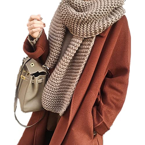 Big Iceland Yarn Handmade Scarf for student/Couple, Thickened Solid Color Knitted Warm Shawl 190x30cm