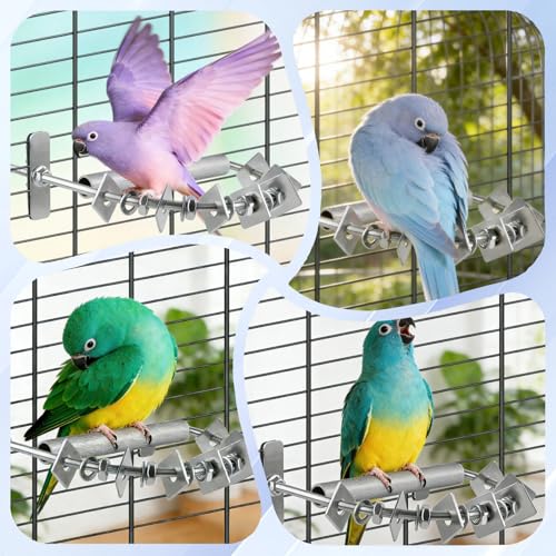 Image of 8.3 * 7.3In Parrot Chewing Toy, Long-Lasting Stainless Steel Bird Perch with Durable Chew Parts for Large Birds, Cockatiels, Macaws, African Greys, for Cage Use