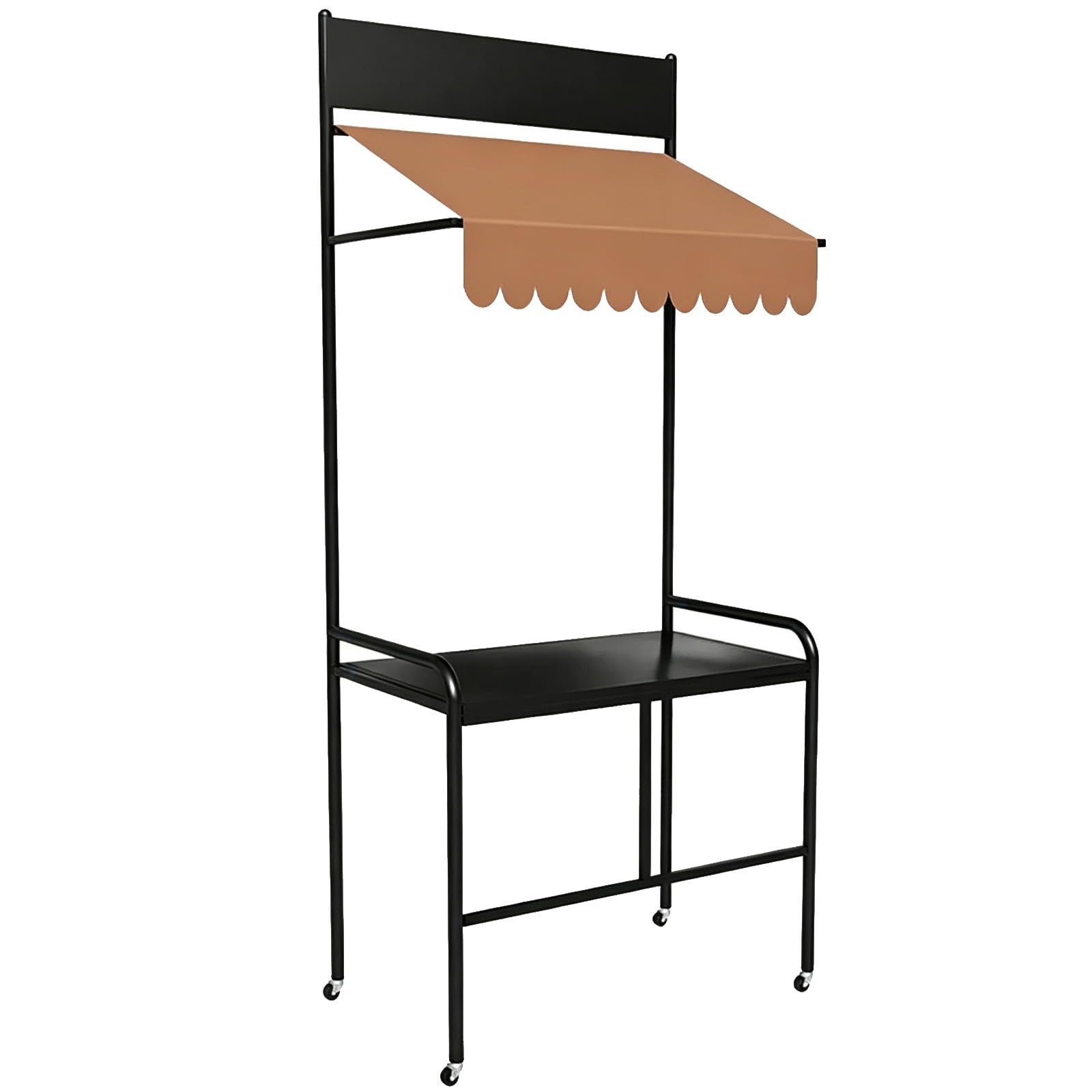 Food Vendor Cart, Display Cart, Iron, with Canopy, Lockable Wheels, Guardrail, for Outdoor Events, Street Food, Markets(Black,120cm/47in)