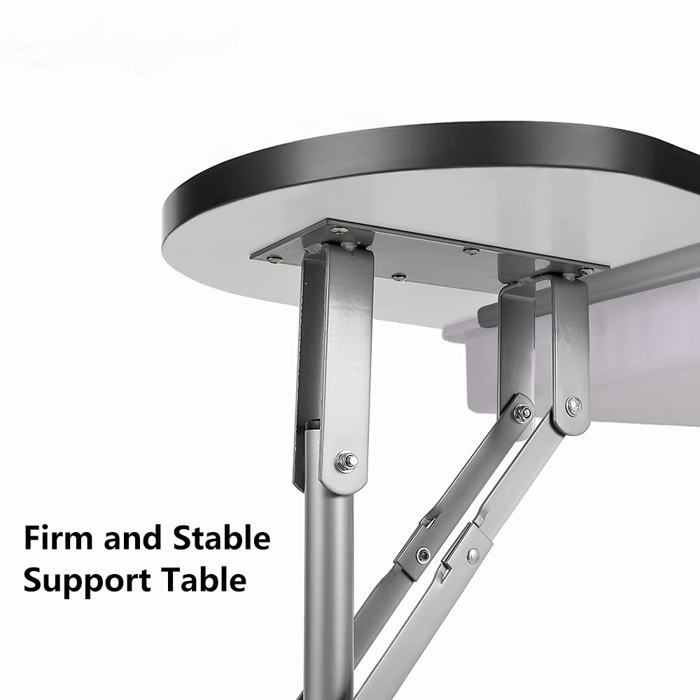 LEIBOU Professional 36''L Portable & Foldable Manicure Table Nail Technician Desk Workstation Manicure Table with Rolling Wheels,Drawer,Sponge,Free Carrying Bag (White)