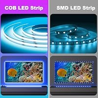 LED Strip COB Streifen 5m, LED Band mit Fernbedienung&App&Musik Sync, Lichtleiste Dimmbar Selbstklebend 24V, 36W Fernseher Beleuchtung Sehr Hell für Küche, Wohnzimmer, Treppe, Schlafzimmer – Ansicht 2