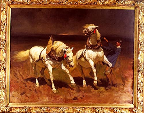 Impression sur toile Schimmelpaar par Rudolf Koller pour un salon élégant
