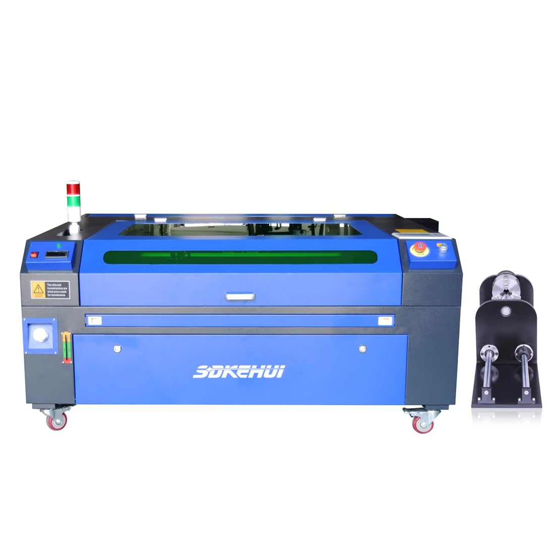 100 Máquina de Grabado y Corte Láser CO2 con Área de Trabajo 1000x800mm, con eje rotatorio, Grabador de Láser CO2 Panel de Control Digital RDWorks para Madera, Plástico, Caucho