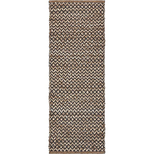 CC Home Furnishings 2' x 5.5' Brown and Gray Chevron Hand Woven Reversible Rectangular Rug Runner