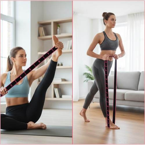 Fitness Resistance Band for Stretching and Yoga, 8-Section Elastic Training Bands, Number Stretch Resistance Band with Clear Markings for Home Gym Training(Rose Red) - image 3