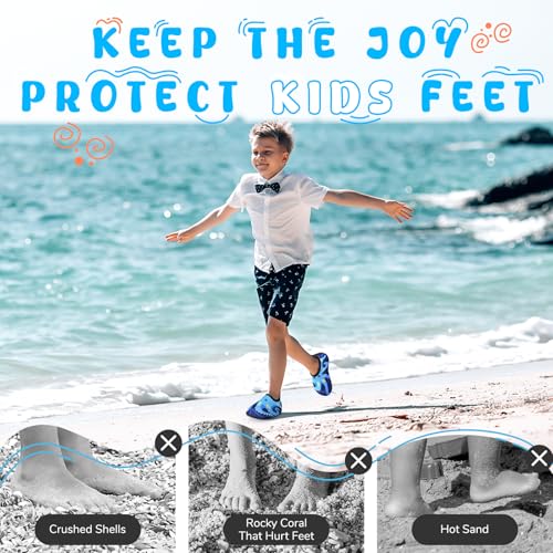 Image of Kids Boys Girls Swim Water Shoes, Toddler Kids Swim Water Shoes Non-Slip Quick Dry Beach Shoes,Barefoot Sports Shoes Aqua Socks for Beach Outdoor Sports