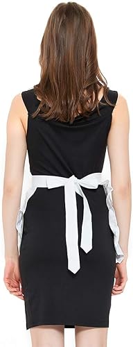 Miniatura 4 de TopTie Delantal de cintura de criada con dos bolsillos, delantal corto con volantes navideños para mujer, delantal de camarera