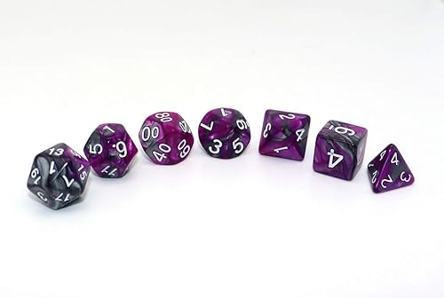 Miniatura 2 de DND - Juego de dados poliédricos RPG para Dungeon and Dragons MTG, juego de dados (morado y plateado)