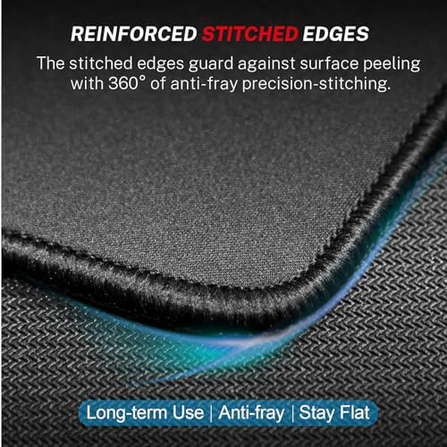 MROCO Essential Gaming Mouse Pad, 50% Expanded Size, 14 x 11 in, Black | Extended Size, Anti-Fray Stitched Edges, Premium Textured Surface, Non-Slip Rubber Base, Water & Stain Resistant Protection