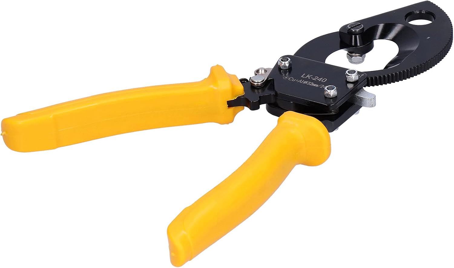 Fafeicy Heavy Duty Compact Ratcheting Cable Cutters, Cable Cutter High Carbon Steel Ratchet Scissors Gear PC Plastic Handle Cutting Tool, for aluminum cables, single‑stranded wires, Cable Cutter