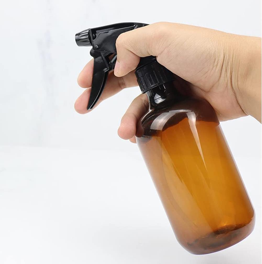 3-Pack 500ml Amber Glass Spray Bottles With Adjustable Nozzles & Pump Tops - For Plants, Hair, Cleaning, Oils