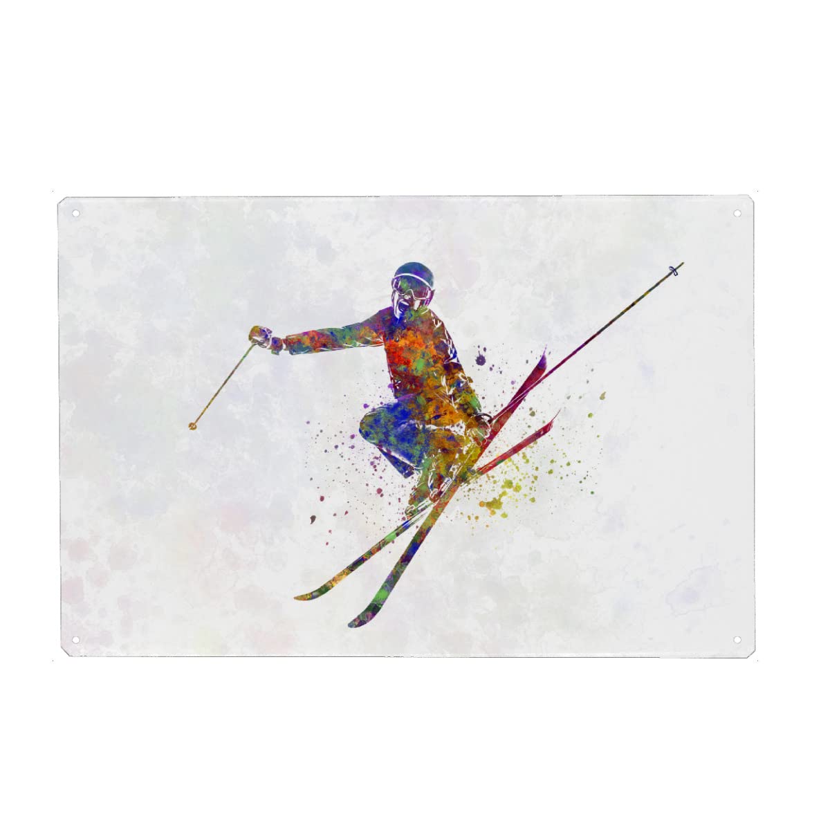 artboxONE Metall-Poster 40x60 cm Abstrakt Female Skier in Watercolor von Künstler Paul Rommer