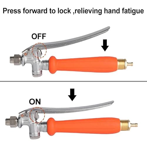 All Metal 43 Inches Adjustable Sprayer Wand with 3 Types of Nozzles,1/2" & 3/8" Hose Quick Connectors, 1/4" & 3/8" Brass Barb Stainless Steel Garden Sprayer Wand Replacement with Hose Clamps (Orange)