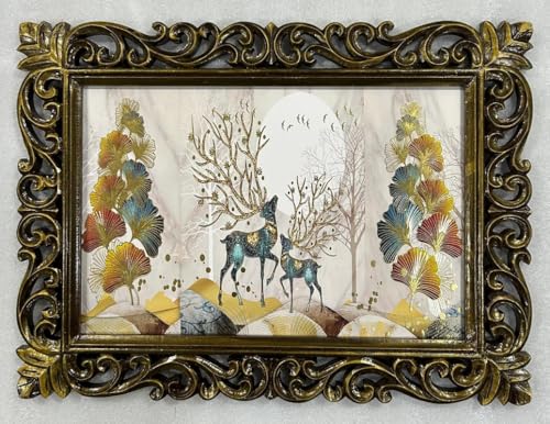 Peinture d'art abstrait 58x43 cm BM TRADERS avec cadre sculpté