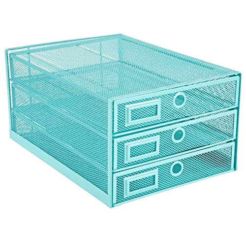 Annova Desk Organizer Wire Mesh 3 Tier Sliding Drawers Paper Sorter/Multifunctional / Premium Solid Construction for Letters, Documents, Mail, Files, Paper, Kids' Art Supplies