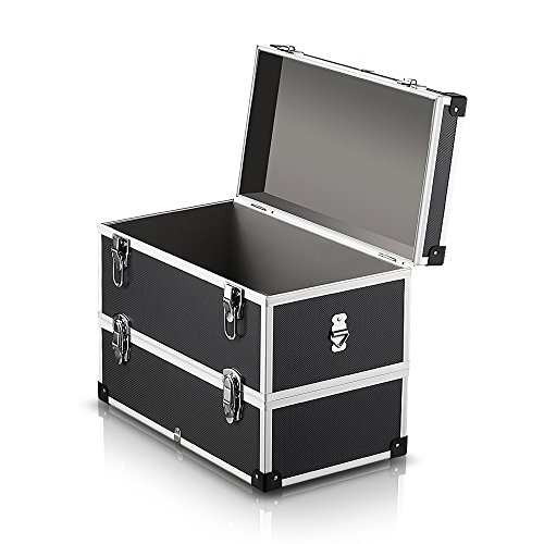 Kavolet - Maleta de aluminio de 2 capas, caja de herramientas multiusos portátil, maletín de aluminio vacío, estuche de transporte rígido con asa y correa, gran contenedor de almacenamiento para la