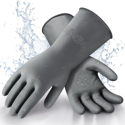 Heavy Duty Rubber Cleaning Gloves, Household Gloves Reusable,Thicker Anti-slip Washing Up Gloves for Kitchen Bathroom Gardening Painting 1 Pair