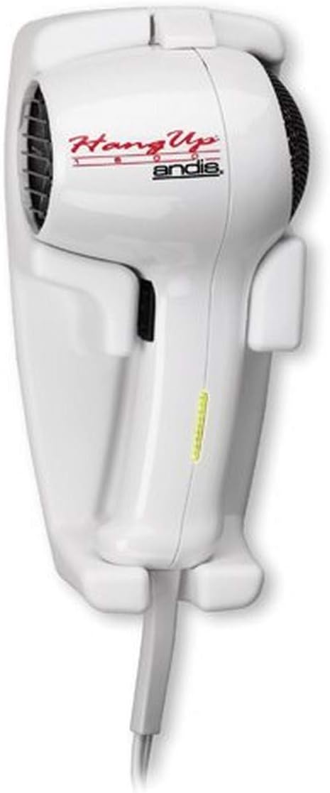 Andis 30125 1600-Watt Wall Mounted Hang Up Hair Dryer with Night Light, White