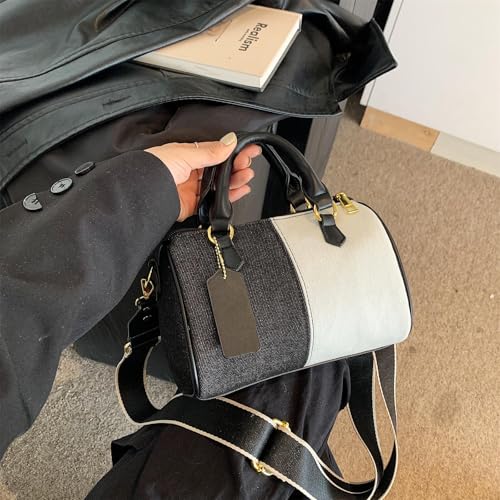 Barrel-shaped Denim Handbag and Purse Women Small Tote Shoulder Crossbody Bag with Guitar Adjustable Shoulder Strap3