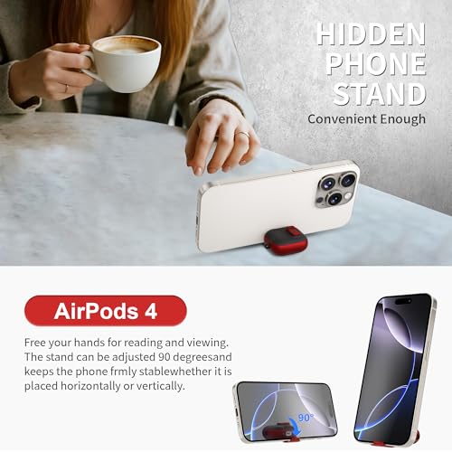 Image of for AirPods 4 Case with Lock,TPU Leather Texture Protective Durability Anti-Lost & Shockproof Protective Cover Accessories with Cleaning Kit in Keychain for Apple iPod 4 Generation (Red /Black)