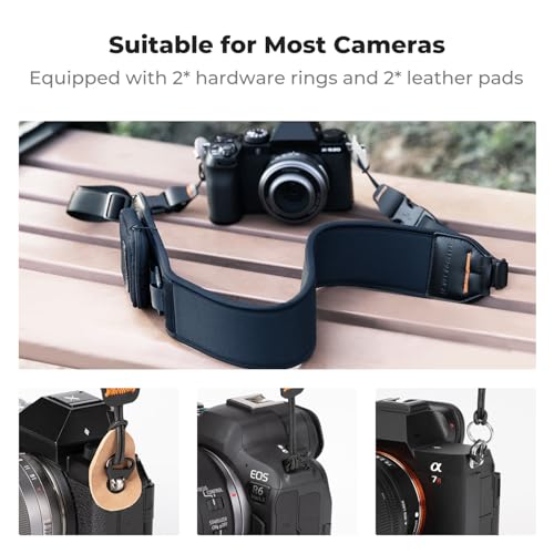Image of K&F CONCEPT Camera Neck Strap for Photographers, Soft Neoprene Adjustable Shoulder Belt with Zipped Pockets