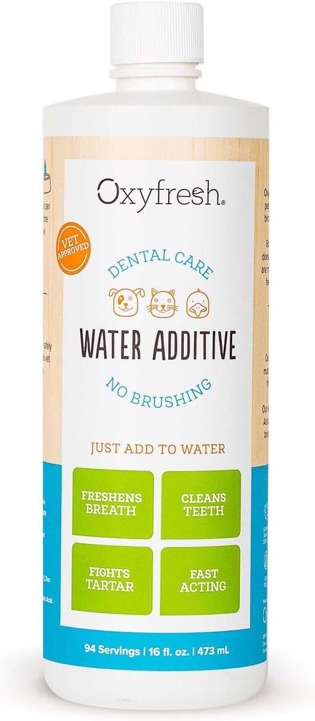 Oxyfresh Pet Dental Water Additive 16 oz for Dogs & Cats – No Brushing Oral Care, Fresh Breath, Plaque & Gum Protection