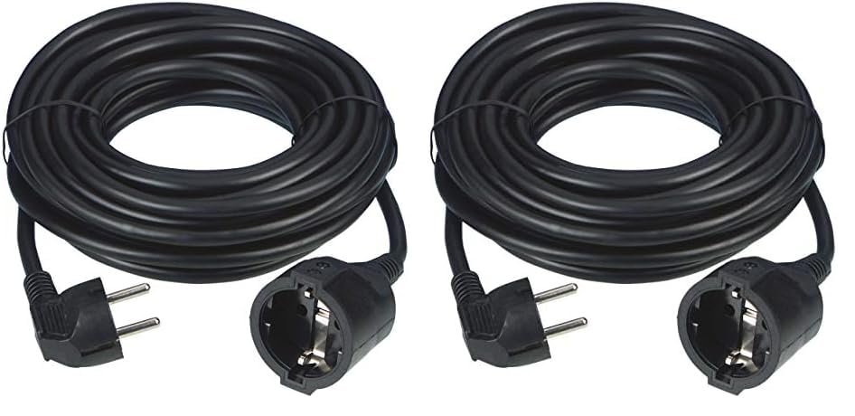 REV Verlängerungskabel 3m, 3680W, H05VV-F, Innenbereich, Verlängerungskabel schwarz (Packung mit 2)