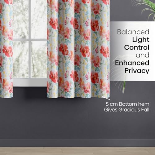 Image of haus & kinder Blackout Window Curtains 5 Feet Long Pack of 2 Window Curtains, 5 Feet Curtains for Window, 100% Room Darkening (Bloom Symphony, 114x152 CM)
