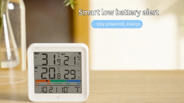 Indoor Temperature & Humidity Monitor With Clear Scale (Blue