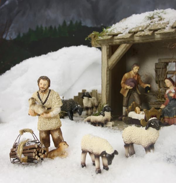 Hirte Mit Schaf Und Hund Krippenfigur - Handbemalte Weihnachtsdekoration 12 Cm