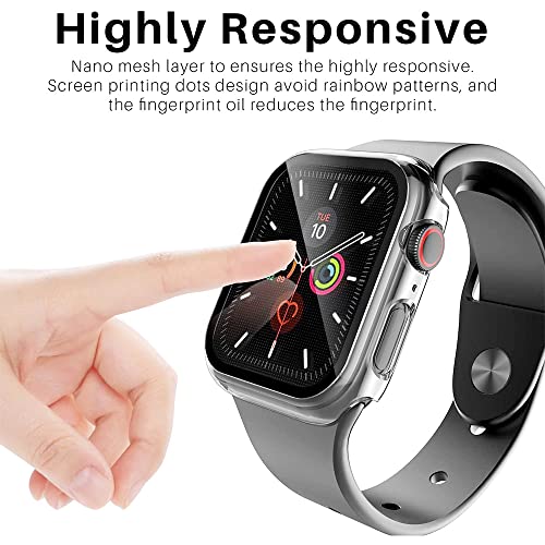 Image of HANKN 2 Pack for Apple Watch Series 6 5 4 SE 40mm Tempered Glass Screen Protector Case Clear Hard Cover Iwatch, Transparent