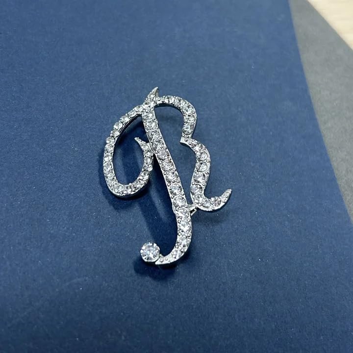 Image of Rhinestone Initial Brooch Pin for Women, Alphabet Gold Letter Brooch A-Z with Crystal, Metal Pin for Hat Bag Dress Suit Accessory for Men