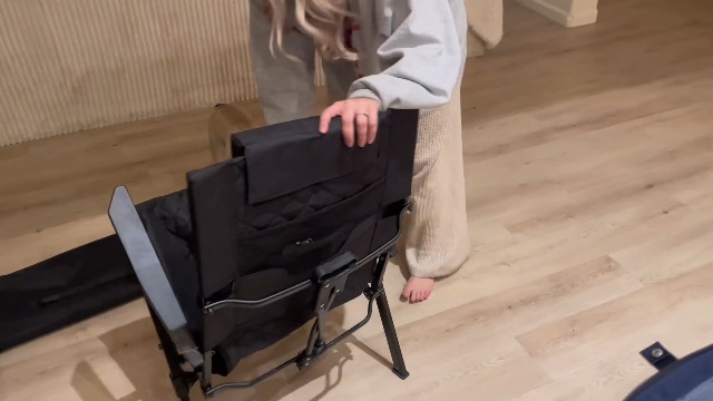 Silla de camping reclinable de aluminio, plegable, respaldo alto ajustable en 4 posiciones, para adultos, color negro, 1 unidad miniatura 7