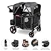 Radio Flyer Voya XT Quad Stroller Wagon, for Ages 6+ Months, Extra Tall Sides, Push or Pull, 4 Seats, Dual Sun Canopies, Compact Fold, Storage Space, 5-Point Harnesses, Stroller Wagon for Kids
