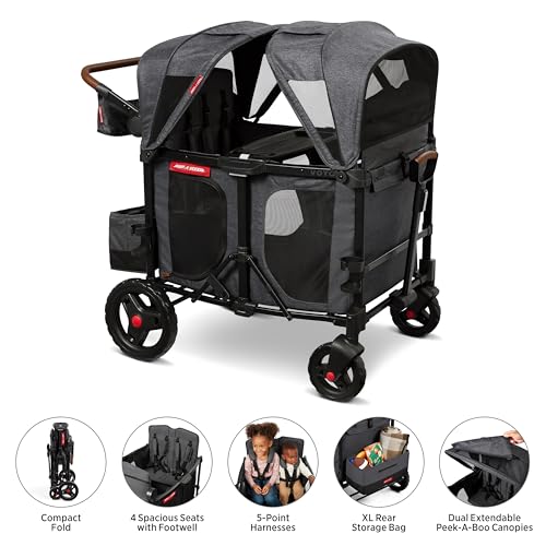Image of Radio Flyer Voya XT Quad Stroller Wagon, for Ages 6+ Months, Push or Pull