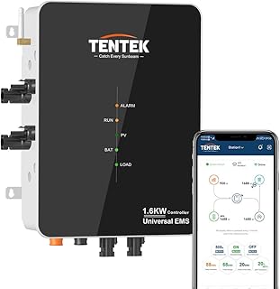TENTEK Balkonkraftwerk System Controller, 2 MPPT Für 1600Wh Solarpanels,Kompatibel Mit 99% Mikroinverter Und Speicher Batterien, IP65,Plug&Play, Photovoltaikanlage,Schwarz