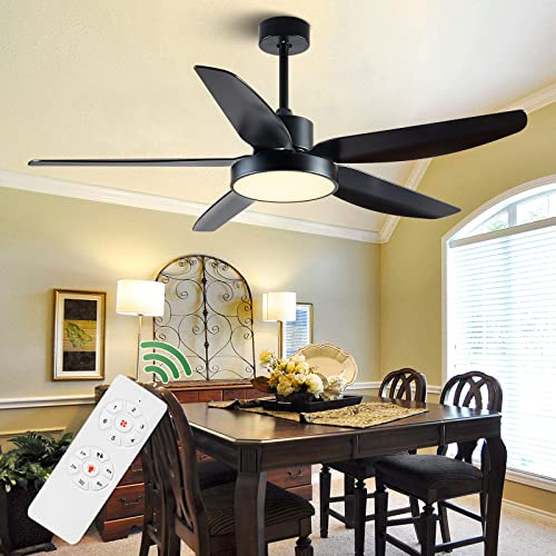 Kapoefan 56 Inch Black Ceiling Fan With Light And Remote Control, Indoor And Outdoor Ceiling Fans For Living Room Bedroom Basement #TOP2