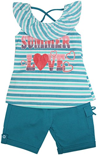 Image of ToBeInStyle Girl's Two Piece Summer Set Cute Tee Top and Matching Shorts Adorable Outfit