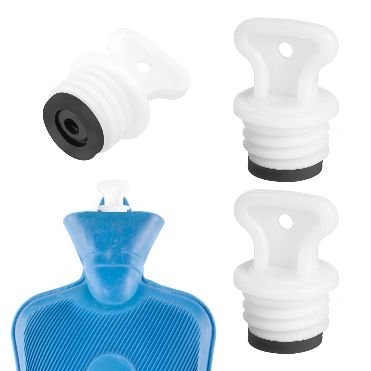 Homoyoyo 2pcs Rubber Sealers Hot Water Bottle Lids Leakproof Stopper for Hot Water Bag Plug Heat Resistant Sealing Plugs for Outdoor Camping