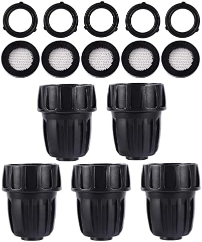 FOGWOWO 1/2 inch Irrigation Tubing Fittings For (1/2" ID x0.6-0.63" OD) 16mm Drip Tubing Barbed Locked Connectors-5 US Standard 3/4" to 1/2" Faucet Adapters,5 Filter Washers,5 Rubber Washers