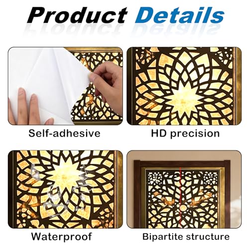 Image of Nuxovilar Moroccan Door Stickers Peel Stick PVC 30.3x78.7 in Cover | Door Stickers Wall Decals Peel Stick Cover Vinyl Art Poster Bedroom Living Room Boho Home (Moroccan)